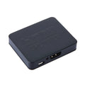 Mini HDMI splitter 1 input 2 output in black with HDMI ports and compact body for dual display sharing