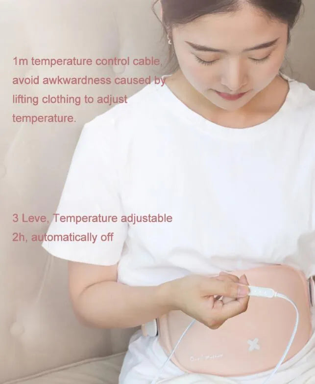 Rechargeable menstrual pain patch massage belt with three heat settings and slim design
