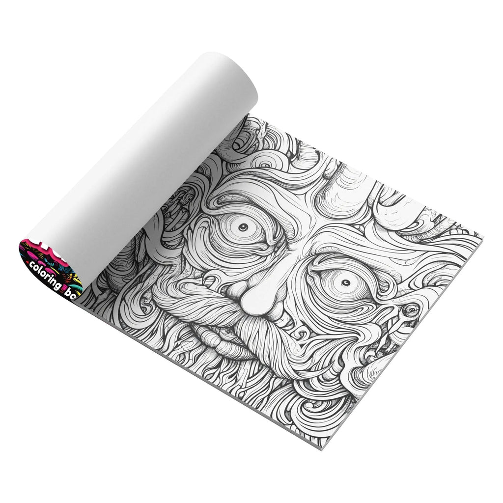 Acid tour coloured painting book, 200mm in length, lying open on a surface.
