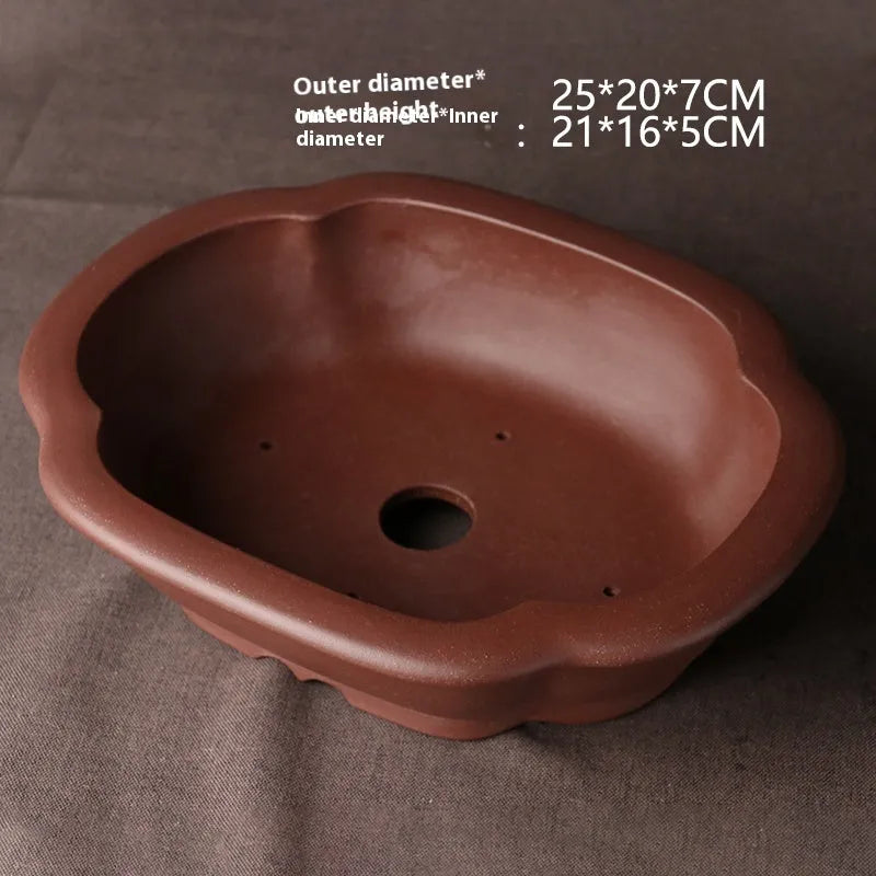 Handmade classical Chinese style purple clay bonsai basin or planter