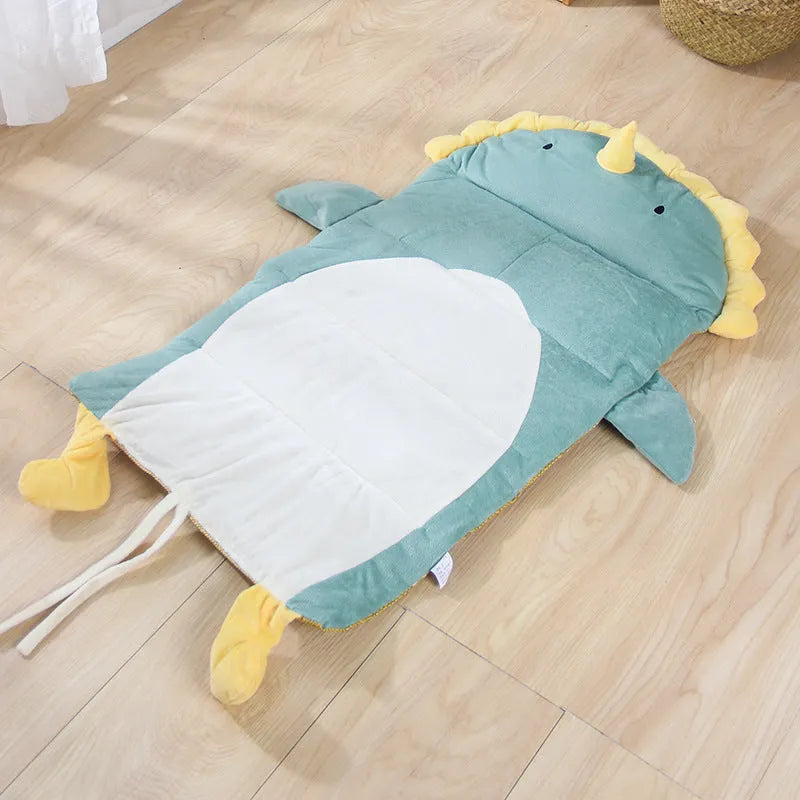 Detachable cool breathable cat bed with cooling mat, White Duck colour, size L, on floor with cat resting inside
