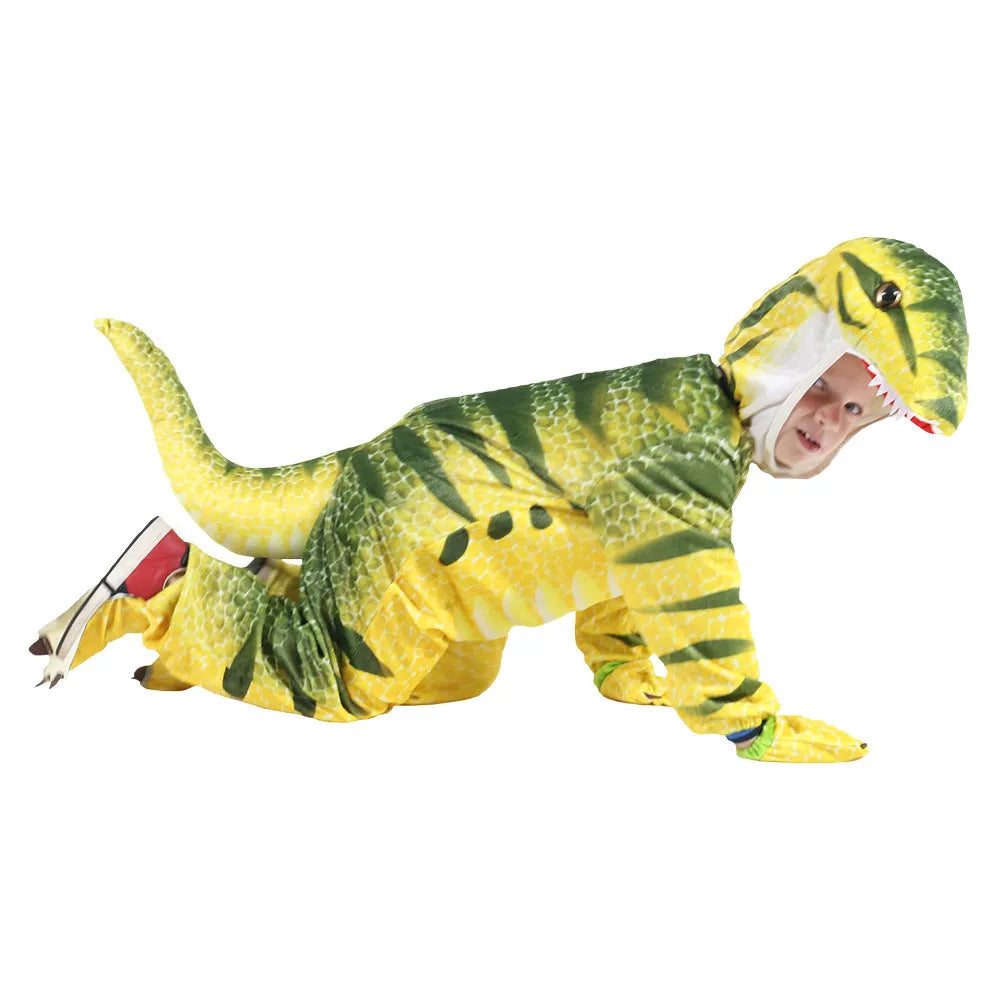 Children's Triceratops dinosaur Halloween costume jumper in polyester fabric, available in multiple colours and sizes