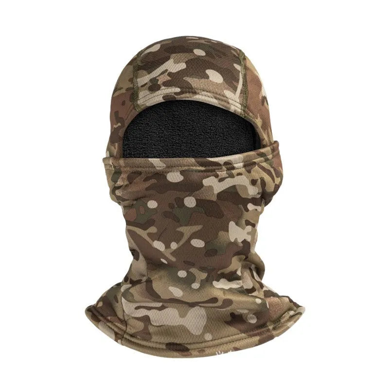 Outdoor camouflage cold-proof fleece cycling ski mask with polar fleece lining in CP Camouflage colour
