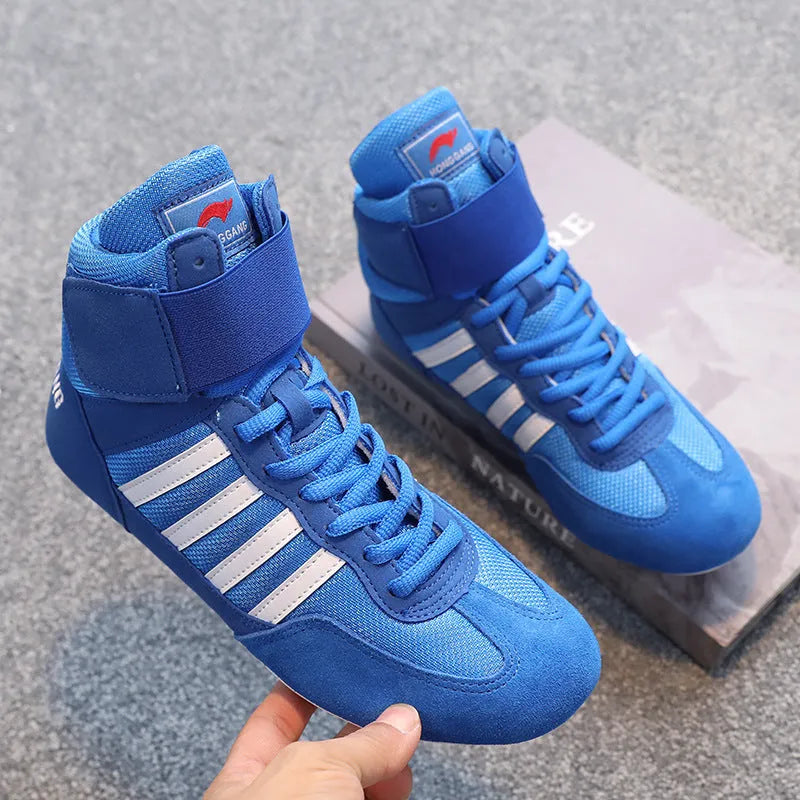 Suede cowhide wrestling shoes for men and women vertical style available in 12 sizes and five colours