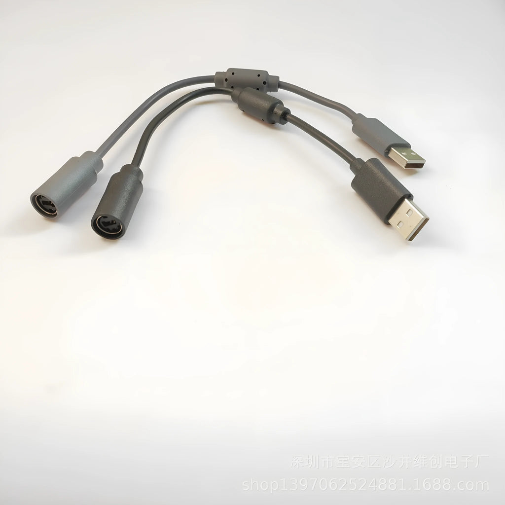 XBOX360 USB conversion wire made of PVC, 23cm length, black colour with controller connector