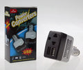 Car cigarette lighter charger with 220V AC socket and USB port for mobile phone charging