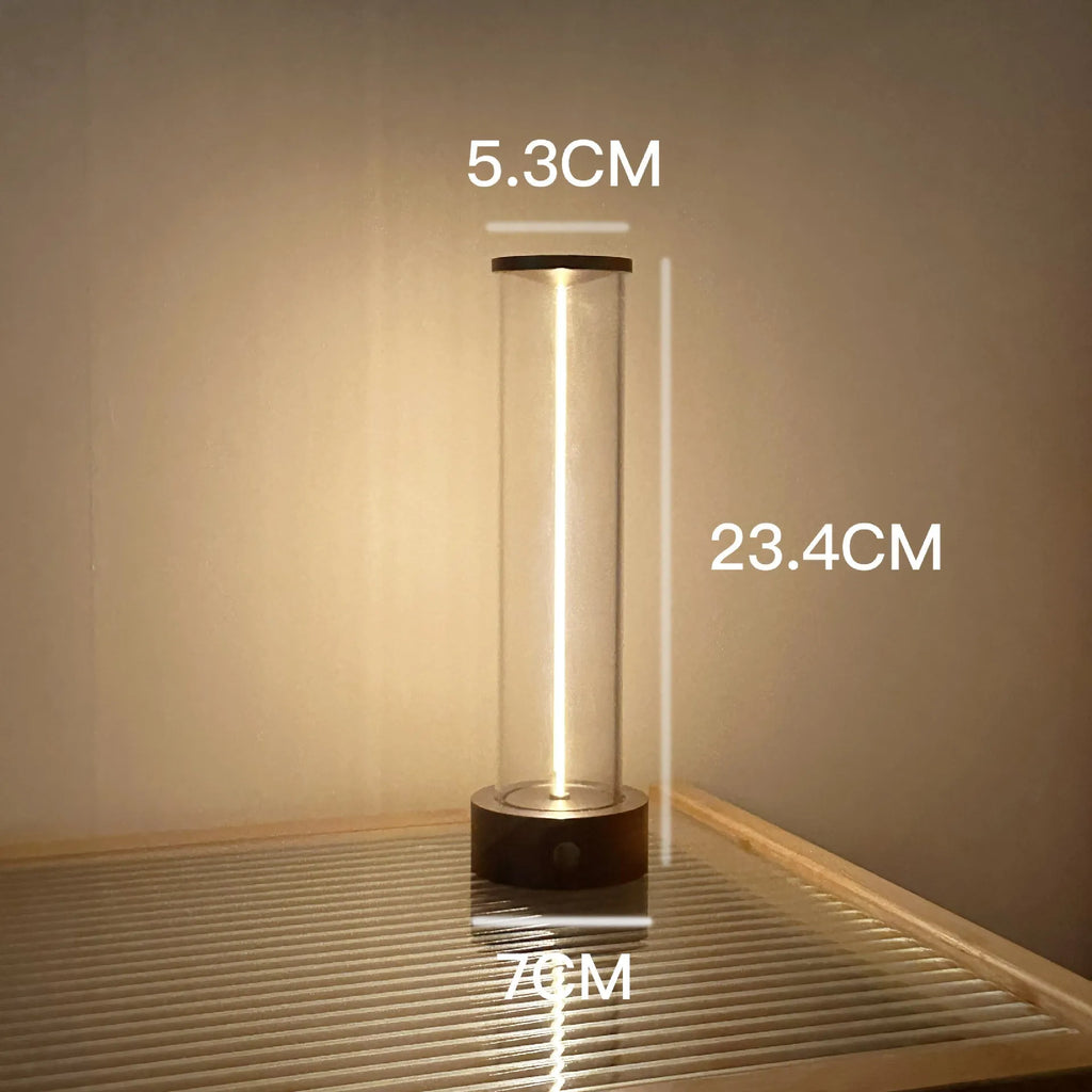 Modern white LED light strip with glass and magnetic base for USB charging