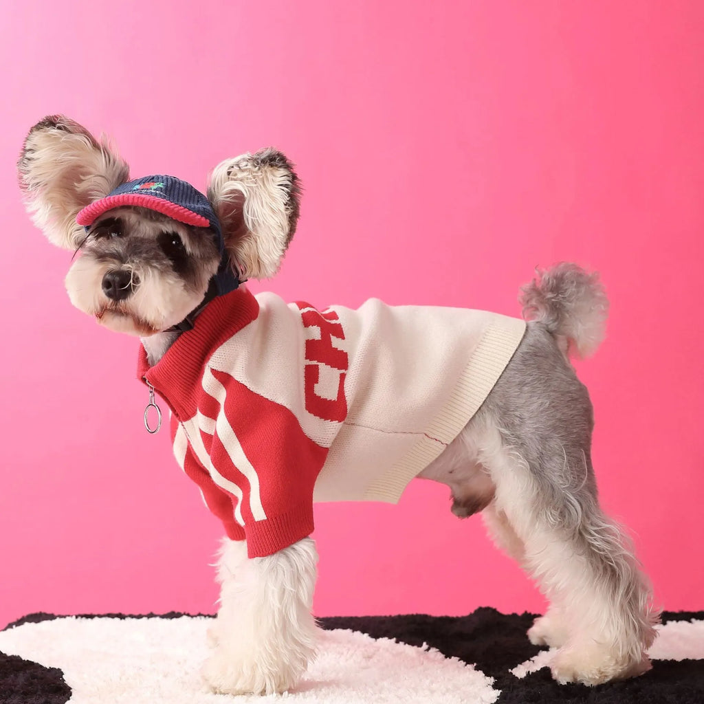 Men's dog sports sweater cardigan in wool for puppies, available in dark green or red