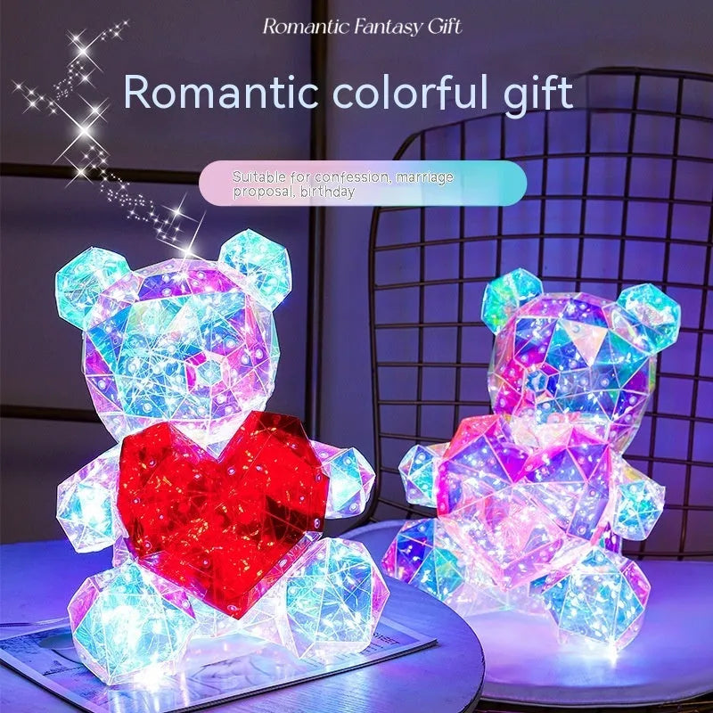 30cm luminous bear gift in Pink Love or Red Love with USB plug, plastic cartoon-style decoration