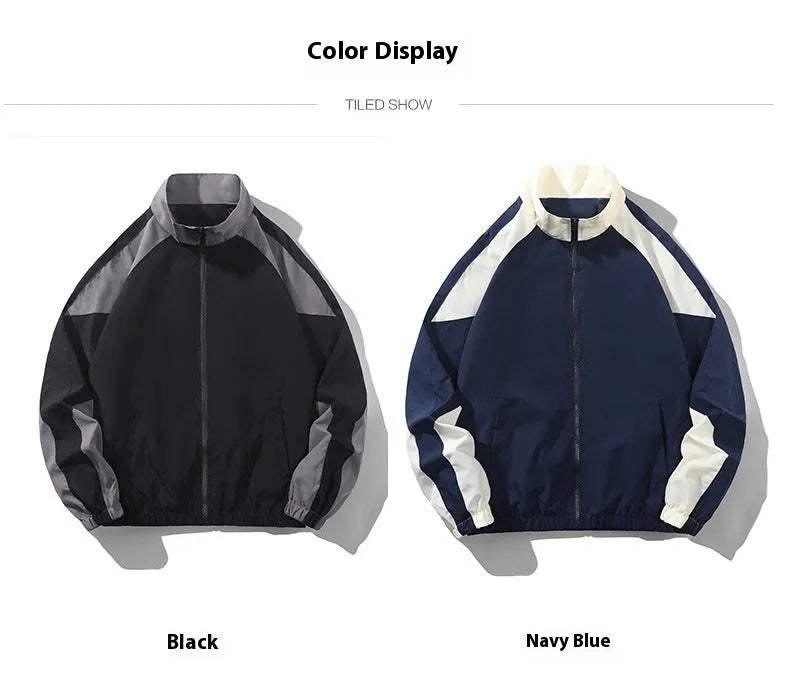 Men's black casual jacket with contrasting colour stitching on the front and sleeves.
