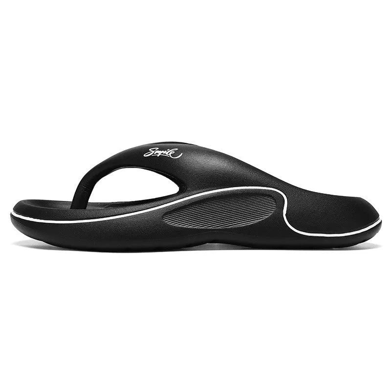 Men's EVA open toe slippers with thick injection moulded sole, available in black, khaki and white