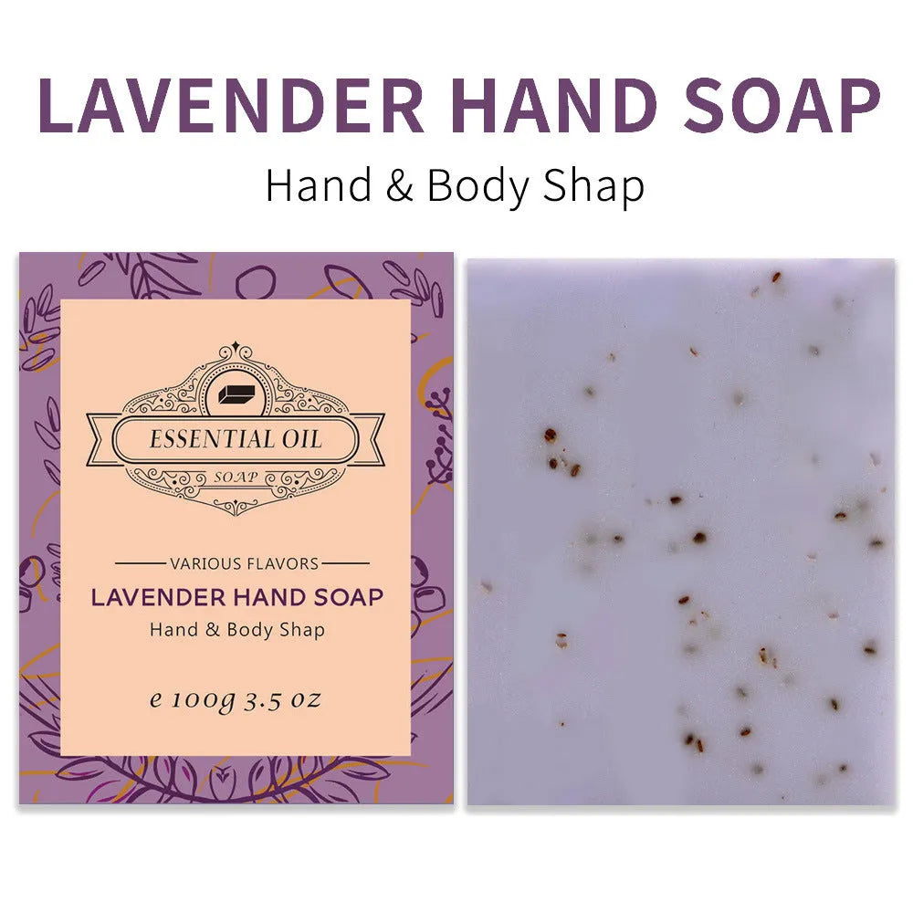 Handmade essential oil soap bar with frosted texture in 100g size for bathing and hand washing
