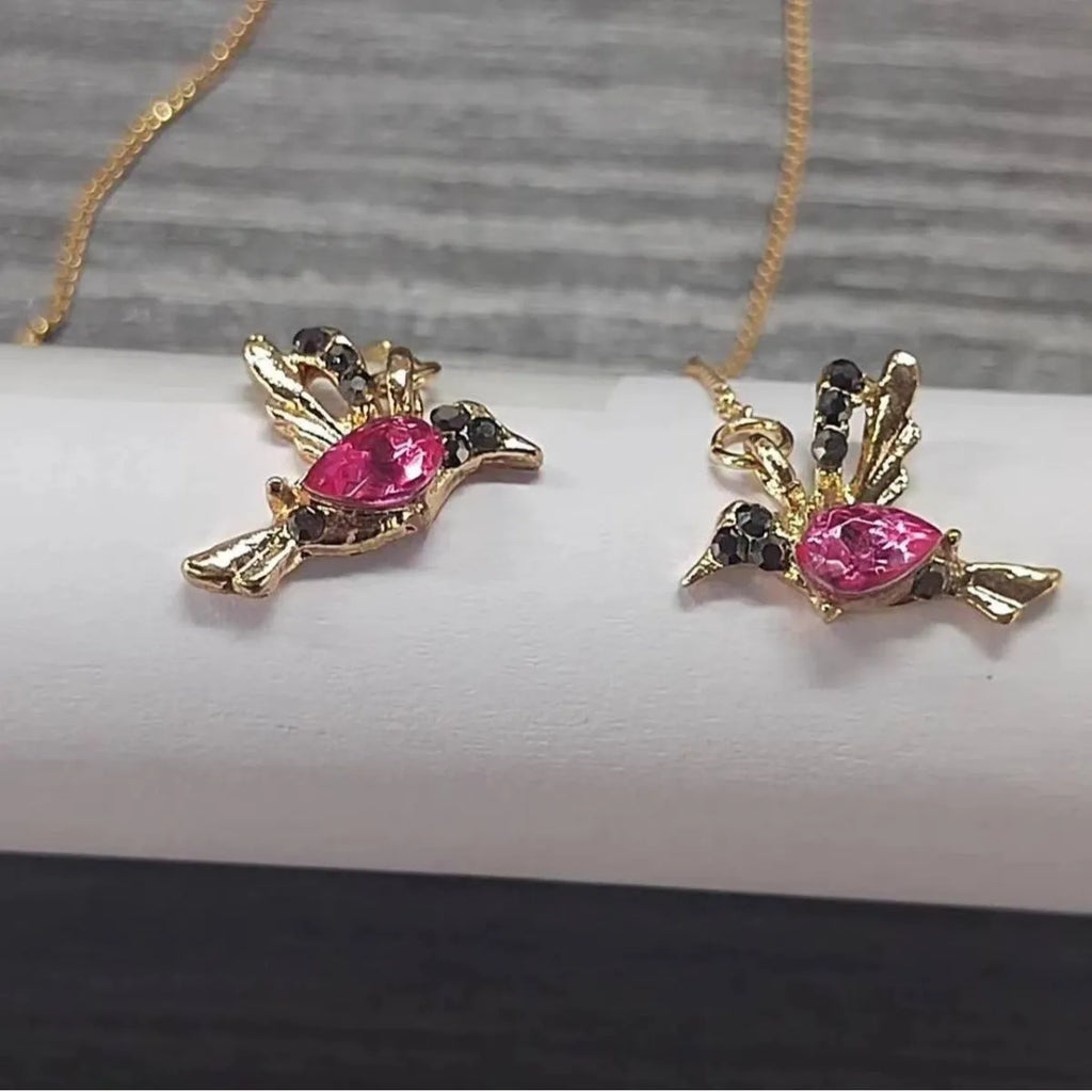 Women's long alloy bird earrings with mixed zirconium wings in red, blue, and red lvzuan colours