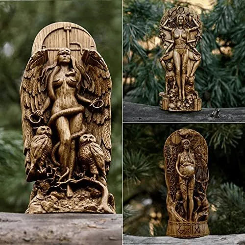 A resin Greek goddess statue for altar or garden use, 22 cm tall, in one of three colour finishes.