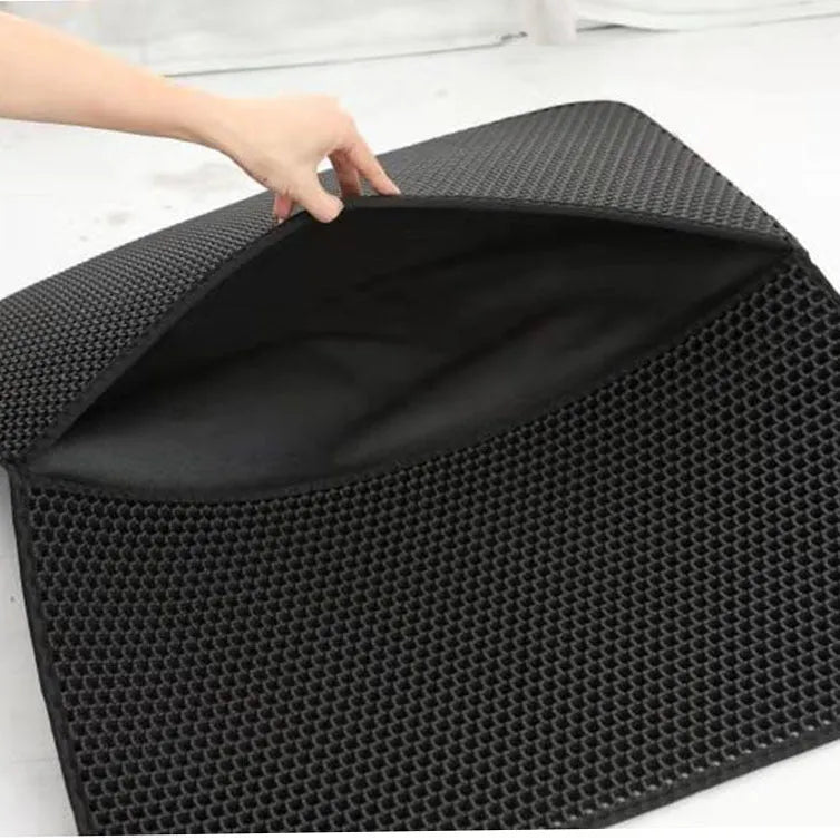 EVA double-layer washable cat litter mat in black, grey, blue, pink, beige, sizes 30x30cm to 45x60cm