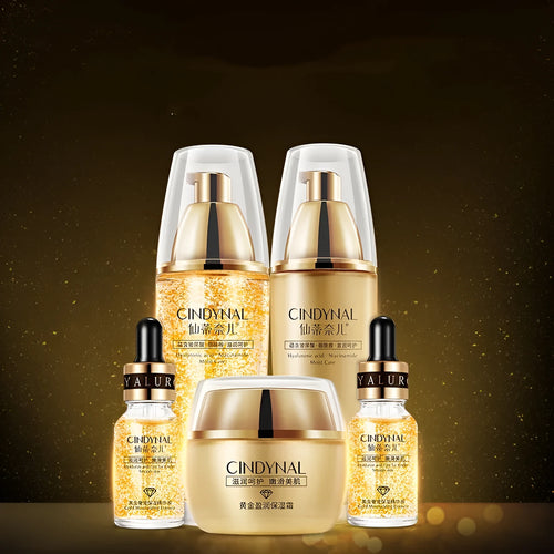 24k Gold Pet Skin Care Kit facial set with 100ml, 50g, and two 15ml bottles