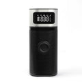 Black portable wireless air pump with 15cm tube, multiple nozzles, and storage bag