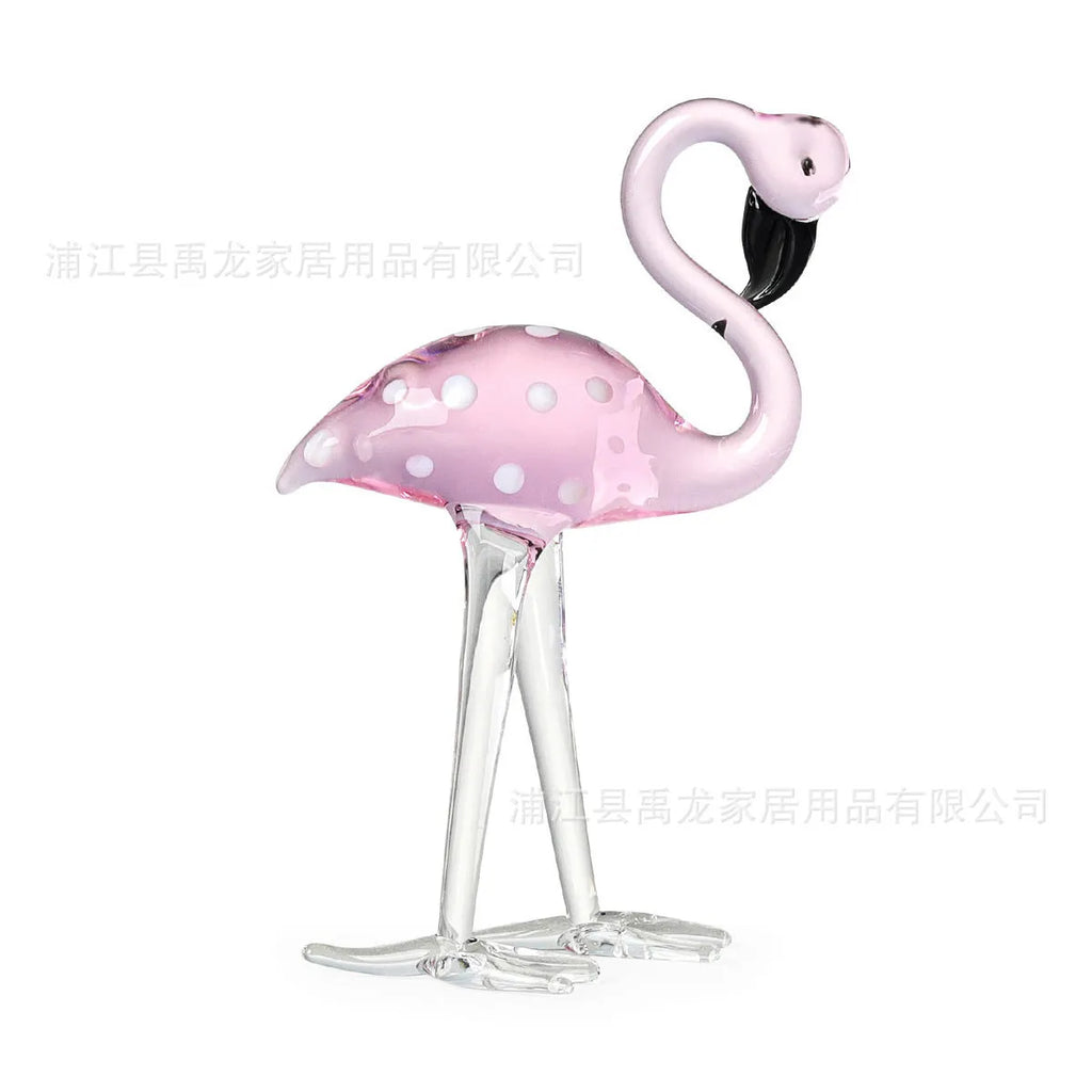 Pink crystal flamingo decorative craft for table display with modern simplicity style