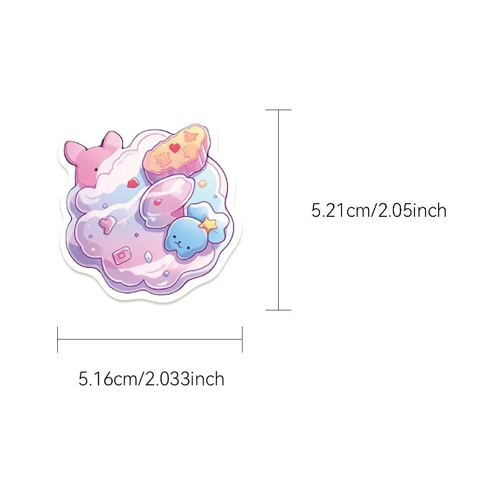 Fresh candy coloured waterproof decorative stickers with small object designs measuring 4-7cm