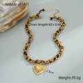 Stainless steel leopard love pendant necklace with gold electroplating on adjustable chain