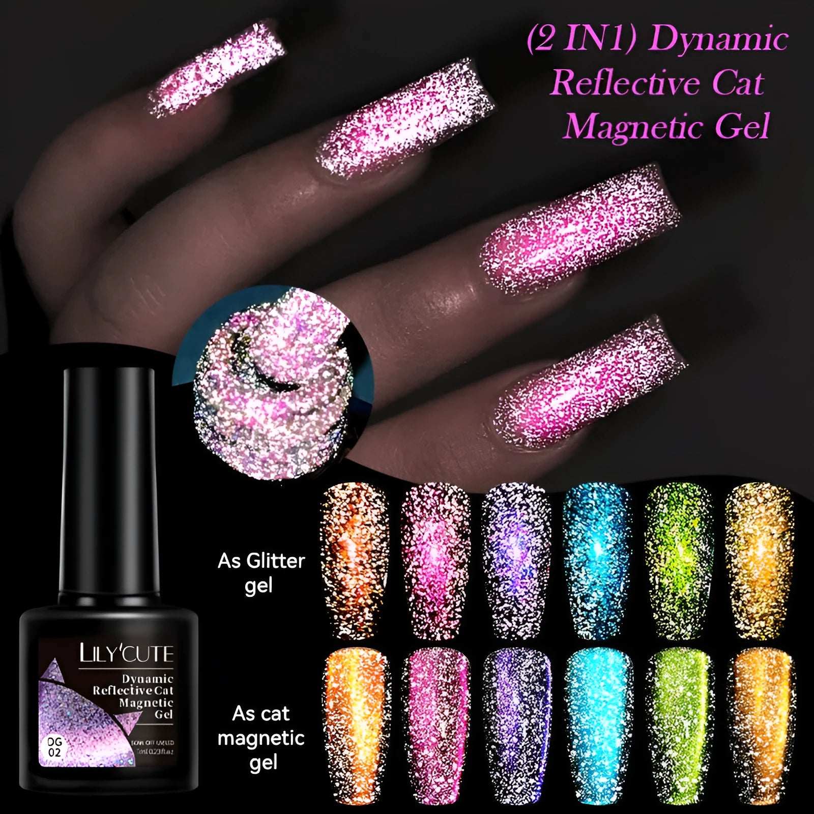 Diamond In The Debris Cat Eye Series UV Gel Polish bottle in one of six colour styles with nail glue.