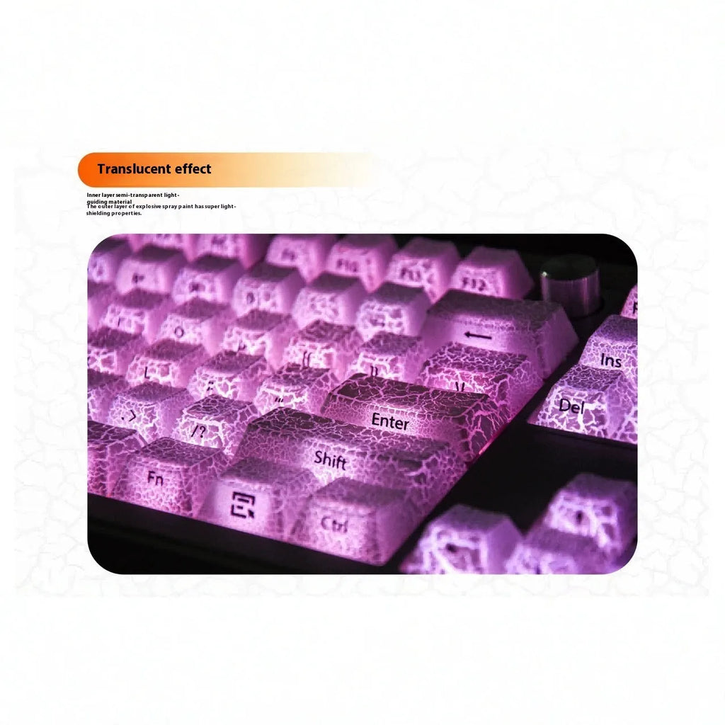White Fission side carving transparent keycap in white with double stitching on PC material