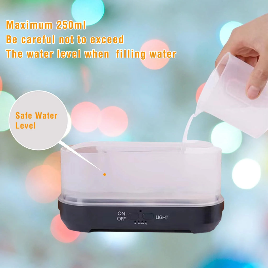 Christmas snowflake pattern humidifier with colourful flame effects and remote control