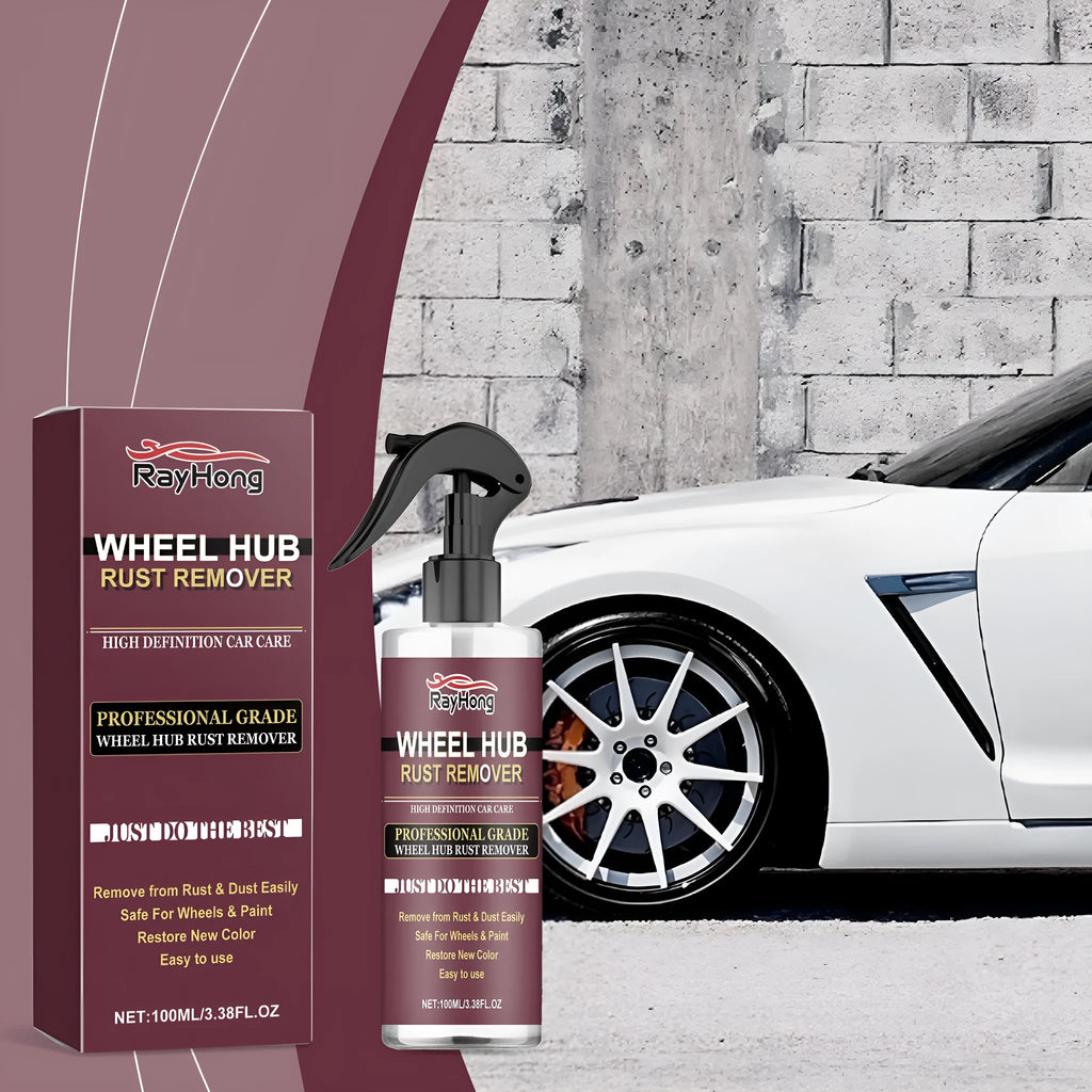 Car wheel hub rust remover 100ml bottle with citric acid formula, 3.8x16.8cm, for cleaning alloy wheels and metal surfaces