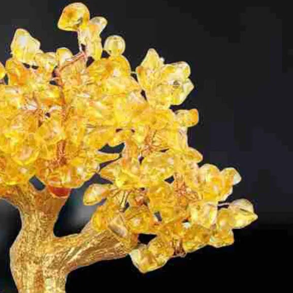 Citrine small water turtle money tree resin decorative ornament measuring 18x11x23cm
