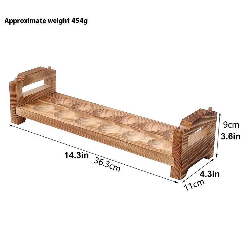 Wooden egg storage rack in fire colour, American country style, for household desk or countertop