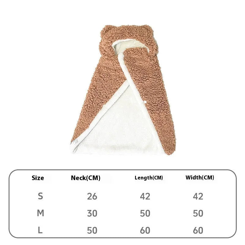 Polyester pet cloak bear design in pink for cats and dogs size S M L winter sleeping blanket