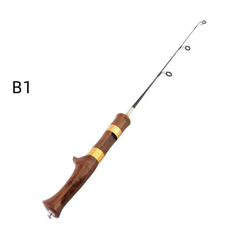 FRP ice fishing rod portable outdoor pole with straight handle and smooth line release
