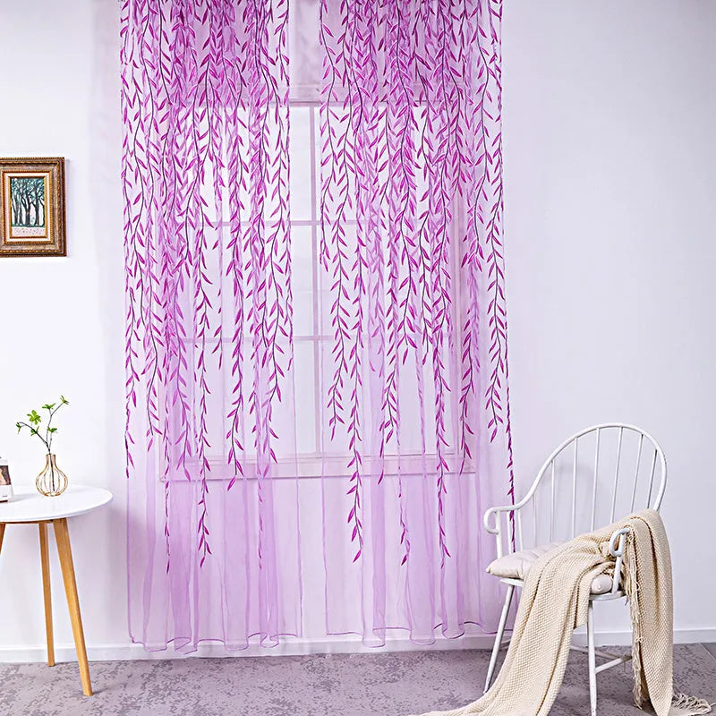 Inverted willow wicker pattern offset print curtain panel in green on white background