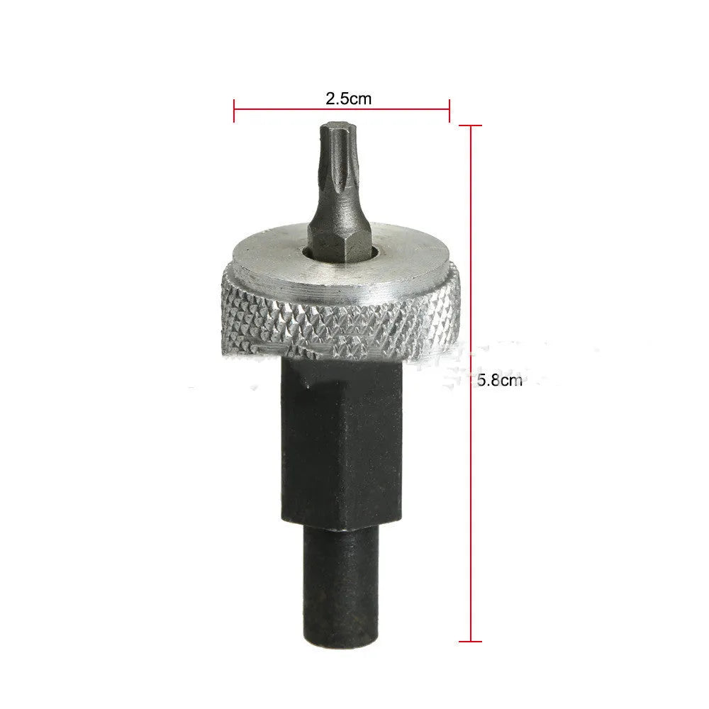 Ignition module wrench tool with carbon steel handle and knurled aluminium knobs on a white background.