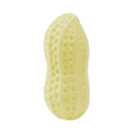Yellow rubber vinyl dog toy for small dogs with elastic chew and sound feature