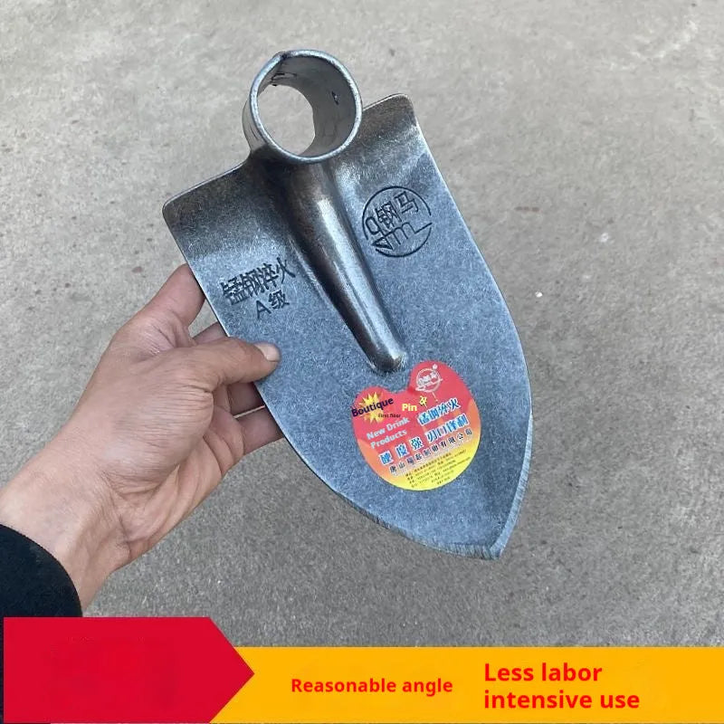 Agricultural pointed hoe tool with manganese steel edge and stainless steel construction