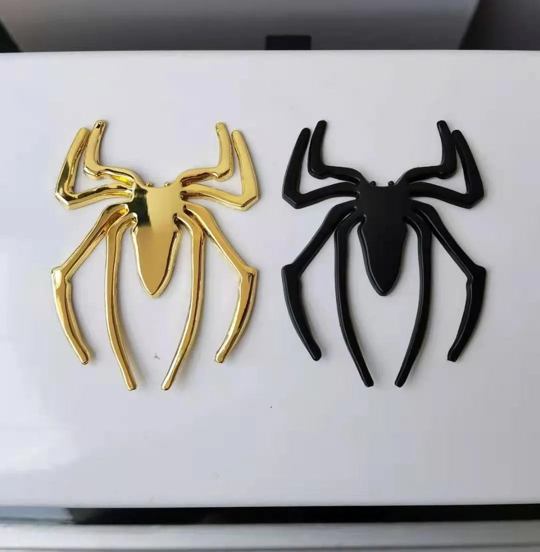 Zinc alloy three-dimensional metal spider bumper sticker in gold colour