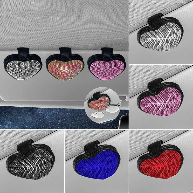 PU leather magnetic car sun visor clip for glasses and ticket storage in multiple colours
