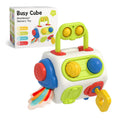 9-in-1 busy cube baby toddler toy, plastic Montessori sensory fidget busy board, 12.5 x 10 x 11cm