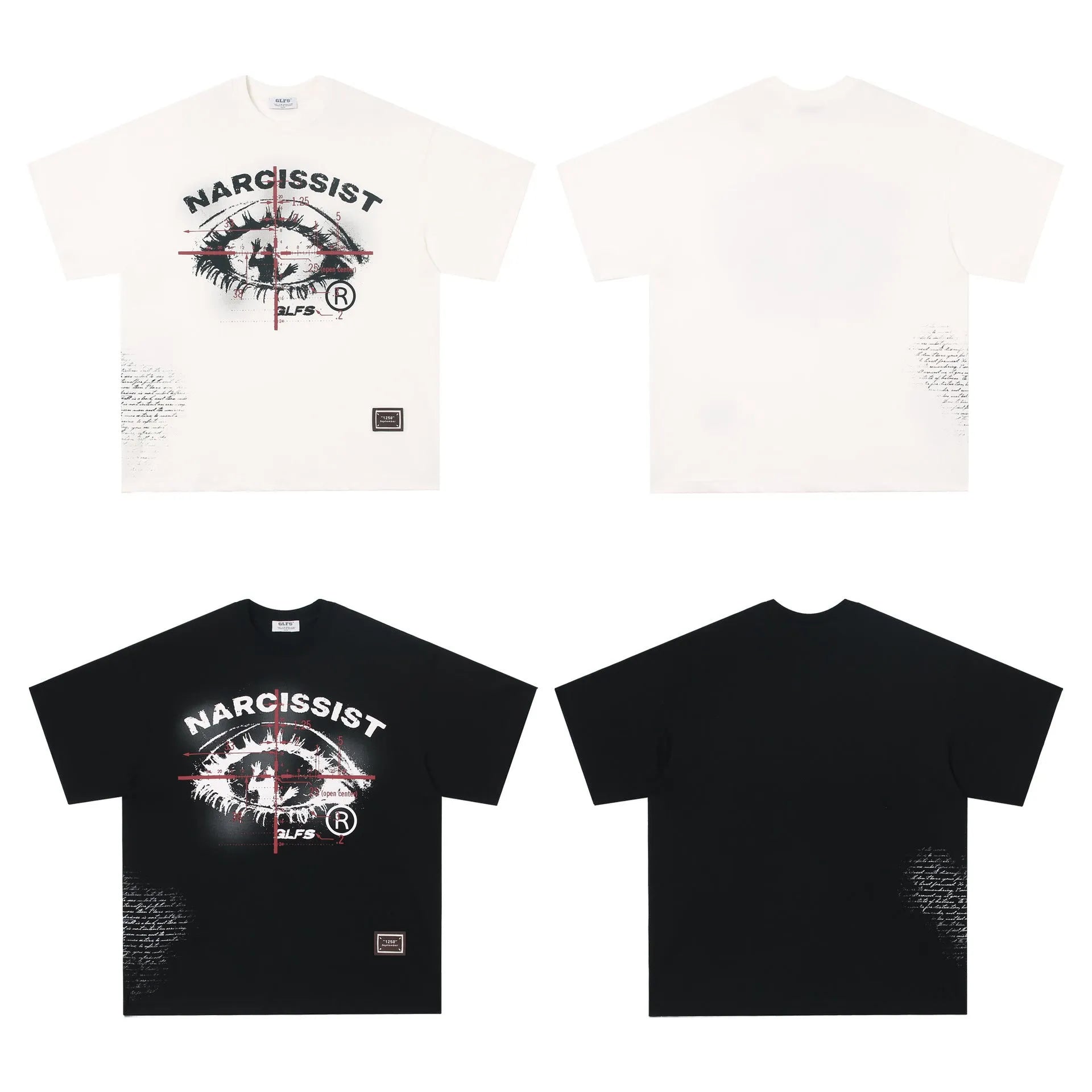 American retro hip hop Gothic style T-shirt with letter print, in pure cotton, available in black and white.
