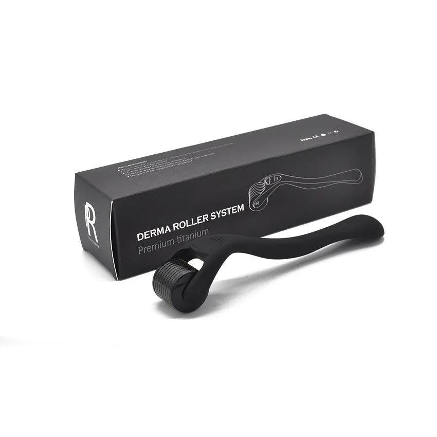 Frosted black titanium alloy beard roller micromedle tool for facial hair growth