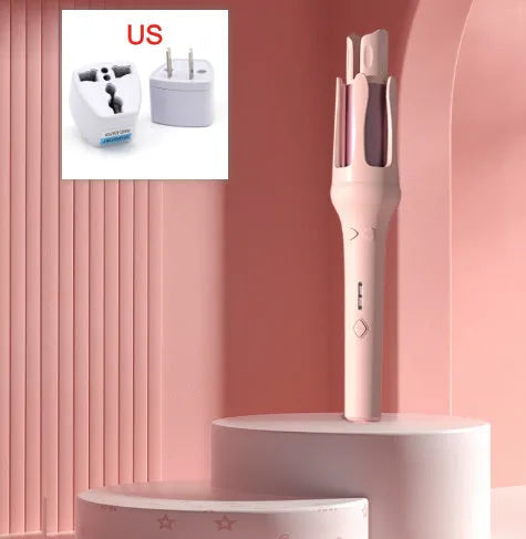 Automatic hair curler with 32mm ceramic-coated barrel in white colour variant with pink accents