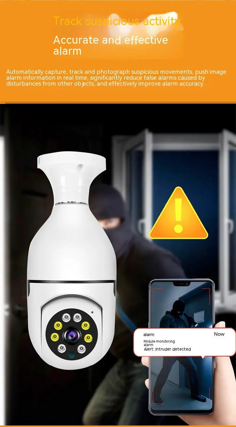 Wireless bulb security camera with 1080p resolution and full colour night vision for indoor outdoor use