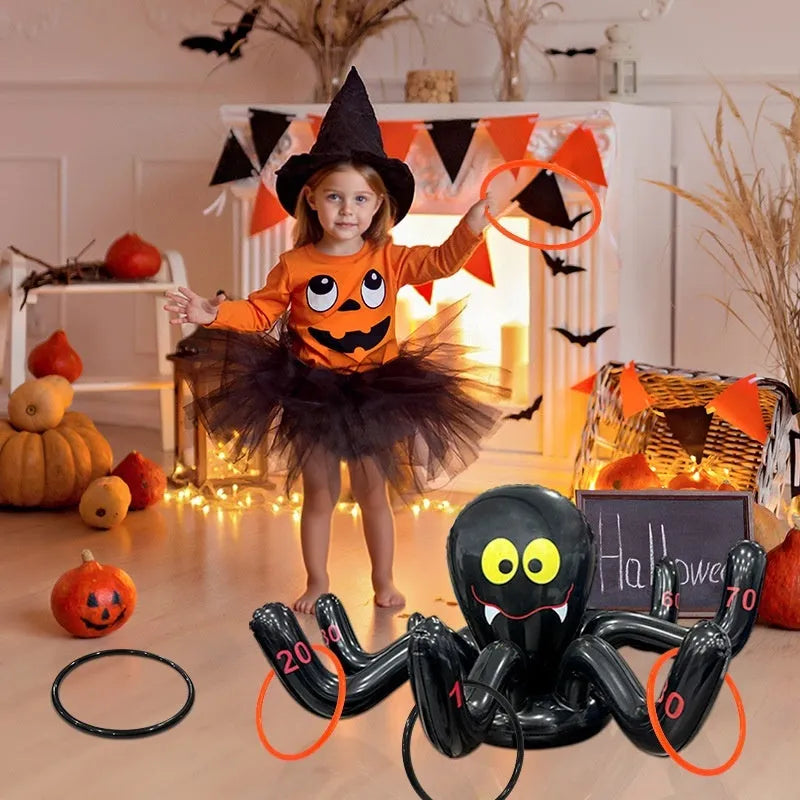 Inflatable PVC Halloween ferrule throwing toy in various colours including octopus, spider, and Santa Claus designs