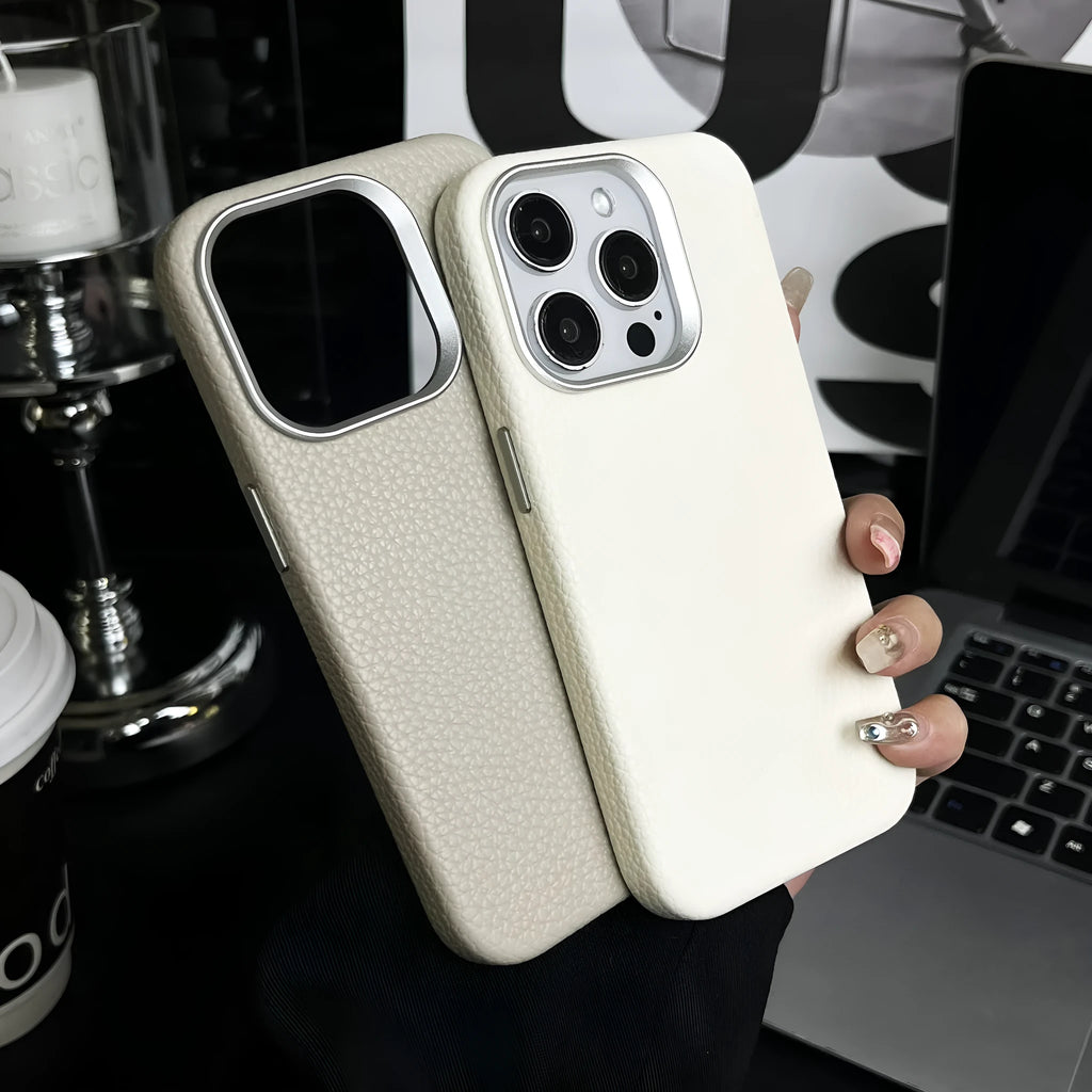 Leather magnetic phone case with lychee pattern, drop-resistant, available for iPhone 12-15 Pro Max in dark green