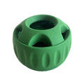 Green silicone slow feeder dog toy with ball and tray for slower eating and interactive play