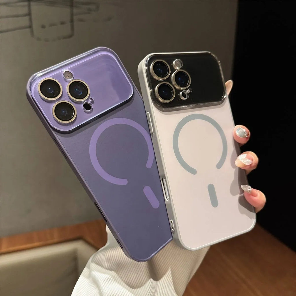 Frosted magnetic phone case for iPhone 15 to 17 series, shockproof PC shell in black colour