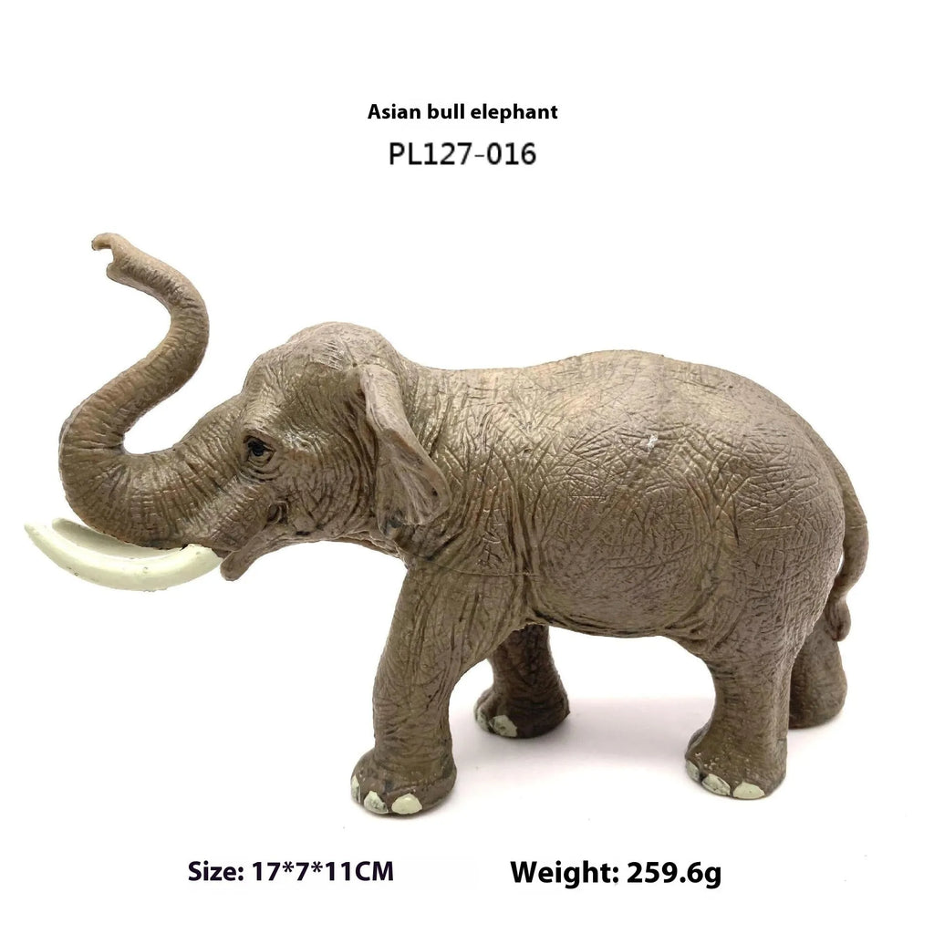 Solid PVC wildlife model replica elephant toy decoration in African and Asian colour options