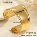 Women's wide fashion bracelet with geometric wave design in gold plating on stainless steel