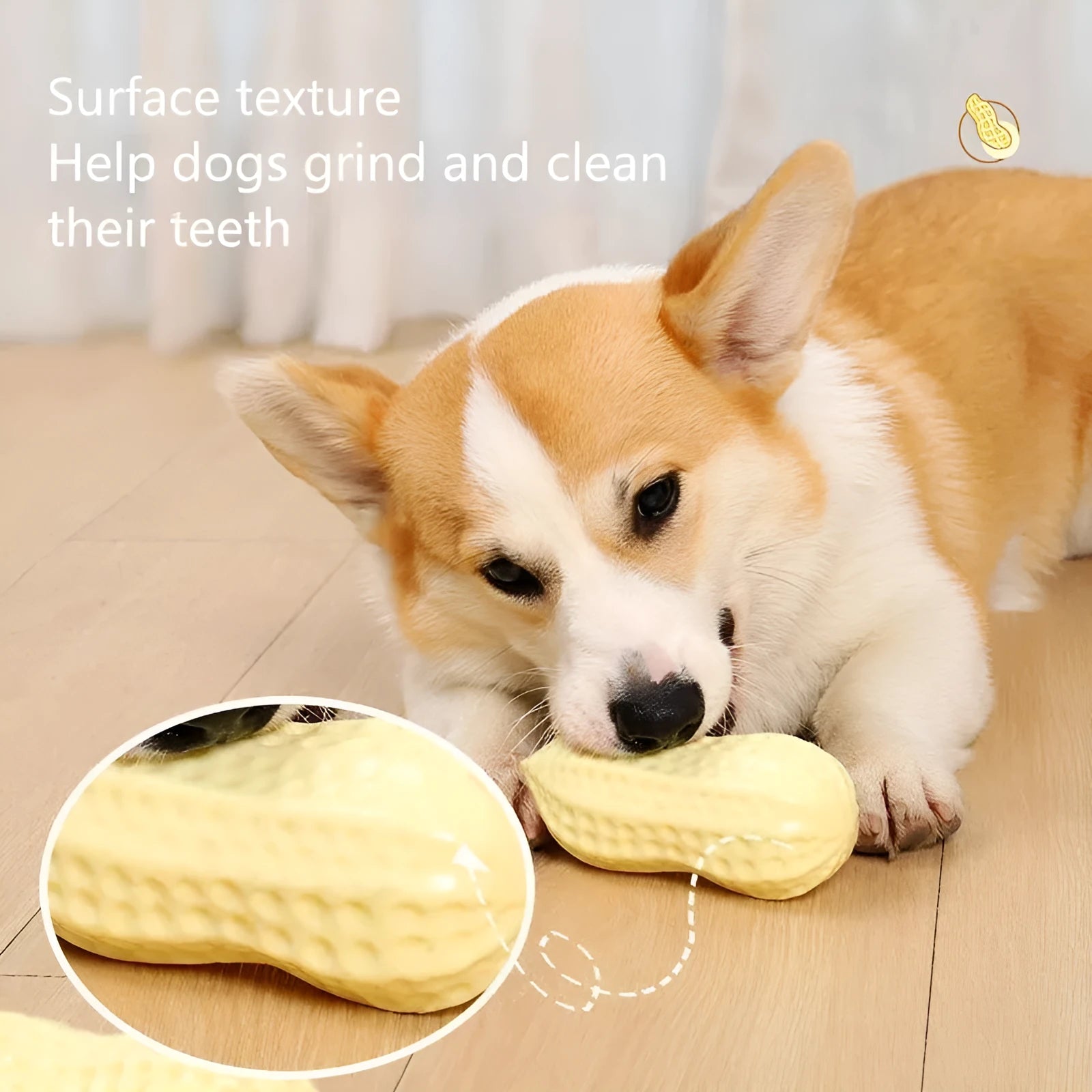 Yellow rubber vinyl dog toy for small dogs with elastic chew and sound feature